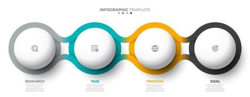 Vector template for info graphic. Business concept with 4 options, steps, icons. Creative circle design elements.