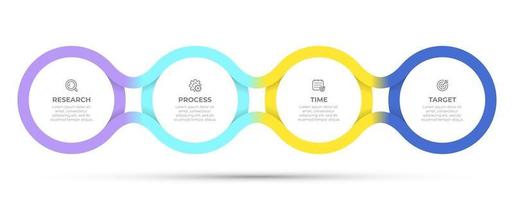 Vector time line template for info graphic. Business concept with 4 options, steps, icons. Creative circle design elements.