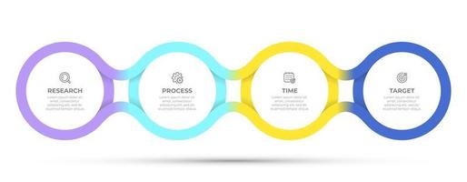 Vector time line template for info graphic. Business concept with 4 options, steps, icons. Creative circle design elements.