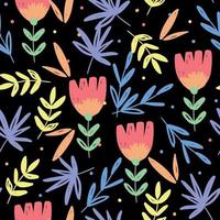 Hand drawn floral pattern vector