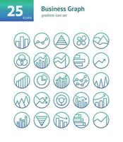 Business Graph gradient icon set. Vector and  Illustration.