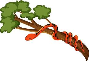 Snake on a branch isolated on white background vector