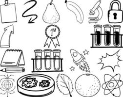 Set of item and symbol hand drawn doodle vector