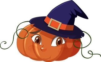 Cute pumpkin cartoon character with face expression on white background vector
