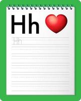 Alphabet tracing worksheet with letter H and h vector