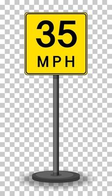 35 MPH road sign isolated on transparent background