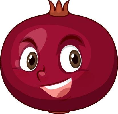 Pomegranate cartoon character with facial expression