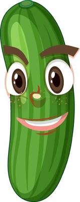 Cucumber cartoon character with facial expression