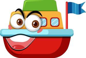 Boat toy cartoon character with facial expression vector