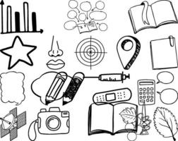 Set of item and symbol hand drawn doodle vector