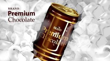 Chocolate drink tin can with chocolate and  dark brown color vector