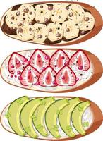 Top view of bread with fruit topping vector