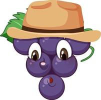 Grape cartoon character with facial expression vector