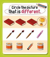 Circle the picture that is different activity for kids vector