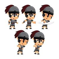 Spartan Cartoon Throwing Game Character Animation Set vector