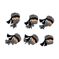 Ninja Dying Sprite Template Set Illustration Game Set vector