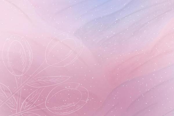 Pink abstract watercolor background with white tulips