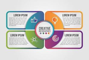 Infographic pie circle modern timeline design vector template for business with 4 steps