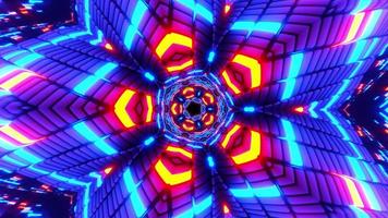 túnel infinito giratório colorido com luzes de néon brilhantes video