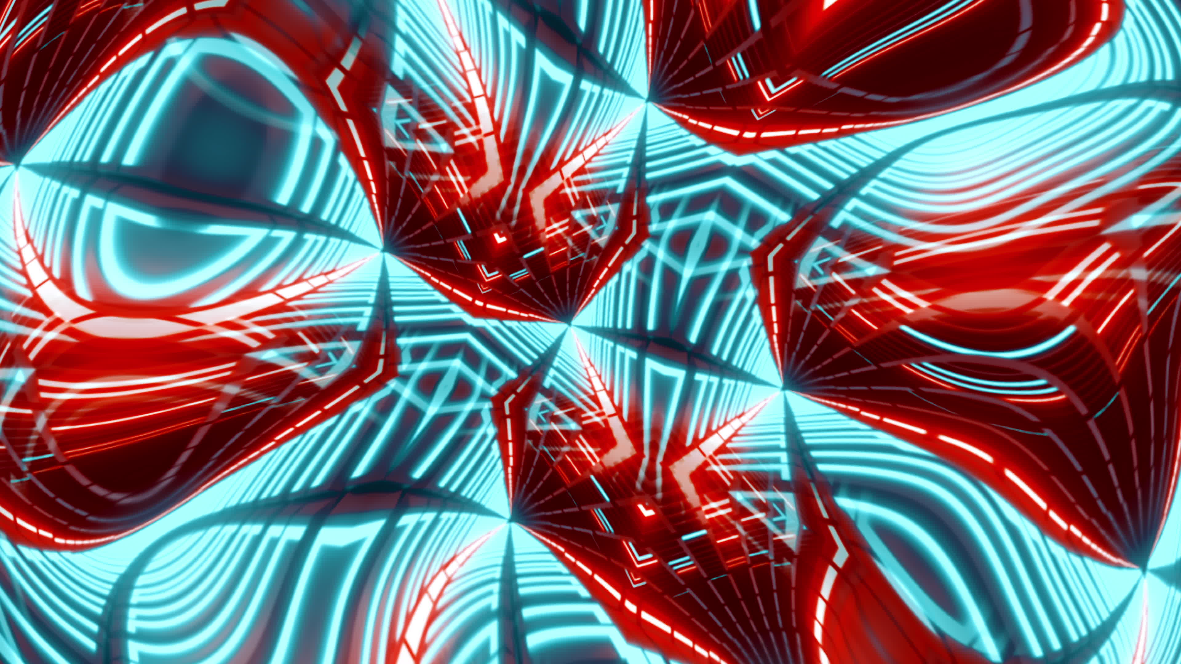 Red Blue digital technology rippling striped optical illusion