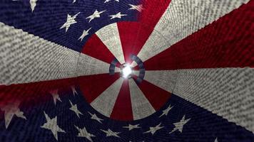 Estados Unidos bandera volar a través del movimiento de bucle de túnel