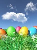 3D Easter eggs nestled in grass photo