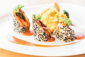 Chicken roll steak close-up photo