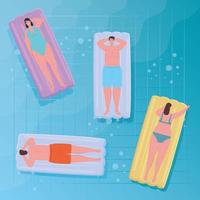 People floating on a pool vector