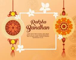 tarjeta de felicitación con juego decorativo de rakhi para raksha bandhan vector