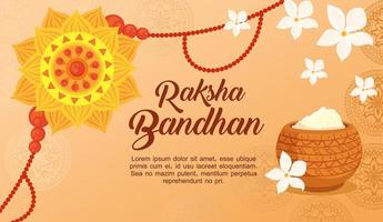 Tarjeta de felicitación con rakhi decorativo para raksha bandhan y polvo. vector