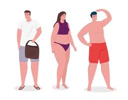 Happy young people in swimsuits vector