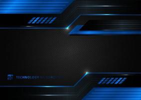 Abstract technology geometric blue and black color shiny motion background. vector