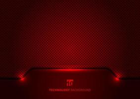 Template technology concept geometric header red and black grid background and texture. vector