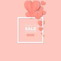 Happy valentines day post banner in papercut realistic style vector