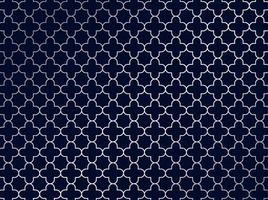 Abstract silver moroccan pattern on blue background. vector