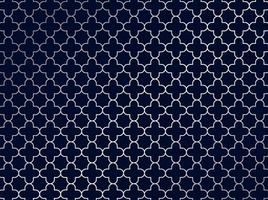 Abstract silver moroccan pattern on blue background. vector