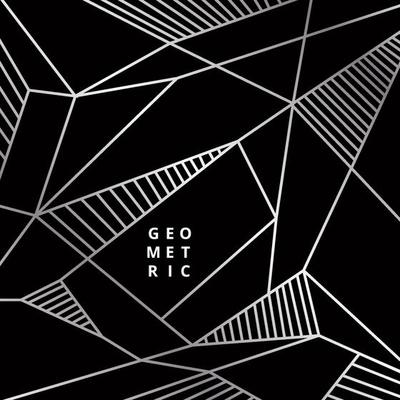Abstract silver line geometric on black background luxury style.