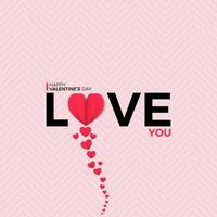 Happy valentines day greeting banner in papercut realistic style vector