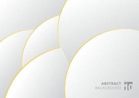 Abstract white and gray gradient with gold border circles overlapping background. vector
