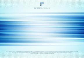 Abstract blue horizontal lines motion blur background technology style with halftone. Speed sport motion. vector