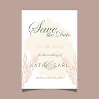 Elegant save the date invitation with hand painted watercolour design vector