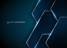 Abstract blue geometric overlapping layer with lighting on dark background vector