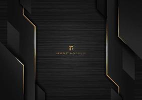 Abstract technology geometric glowing gold and black color shiny motion dark metallic background. vector