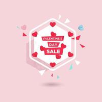 Simple shape happy valentines day greeting banner in papercut realistic style vector