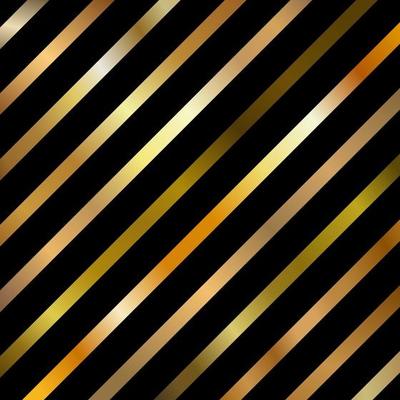 Abstract Golden Gradient Color Diagonal Striped Lines Pattern on Black Background.