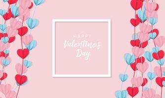 Valentines day banner background in papercut realistic style vector