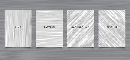 Set of brochure template hand drawn black lines stripes vertical, horizontal, diagonal on white background and texture. vector