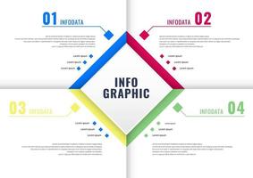 infografía marco cuadrado cuatro elementos sobre fondo blanco vector