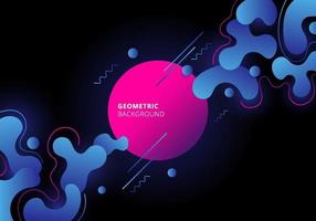 Abstract blue and pink color geometric with fluid flow on black background. vector