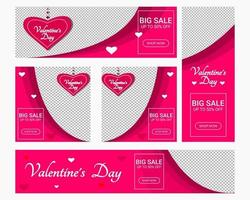 conjunto de publicaciones de redes sociales de san valentín vector